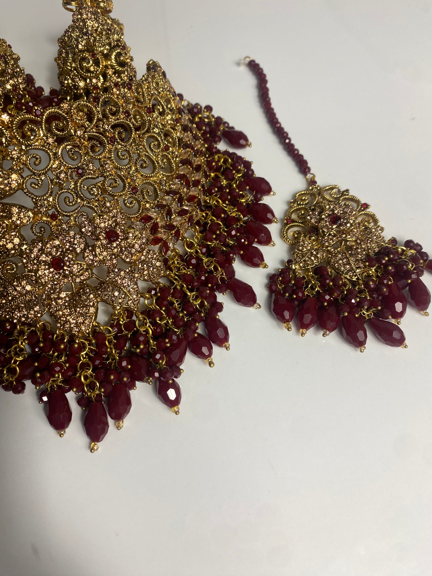 Red Rose Bridal Necklace Set