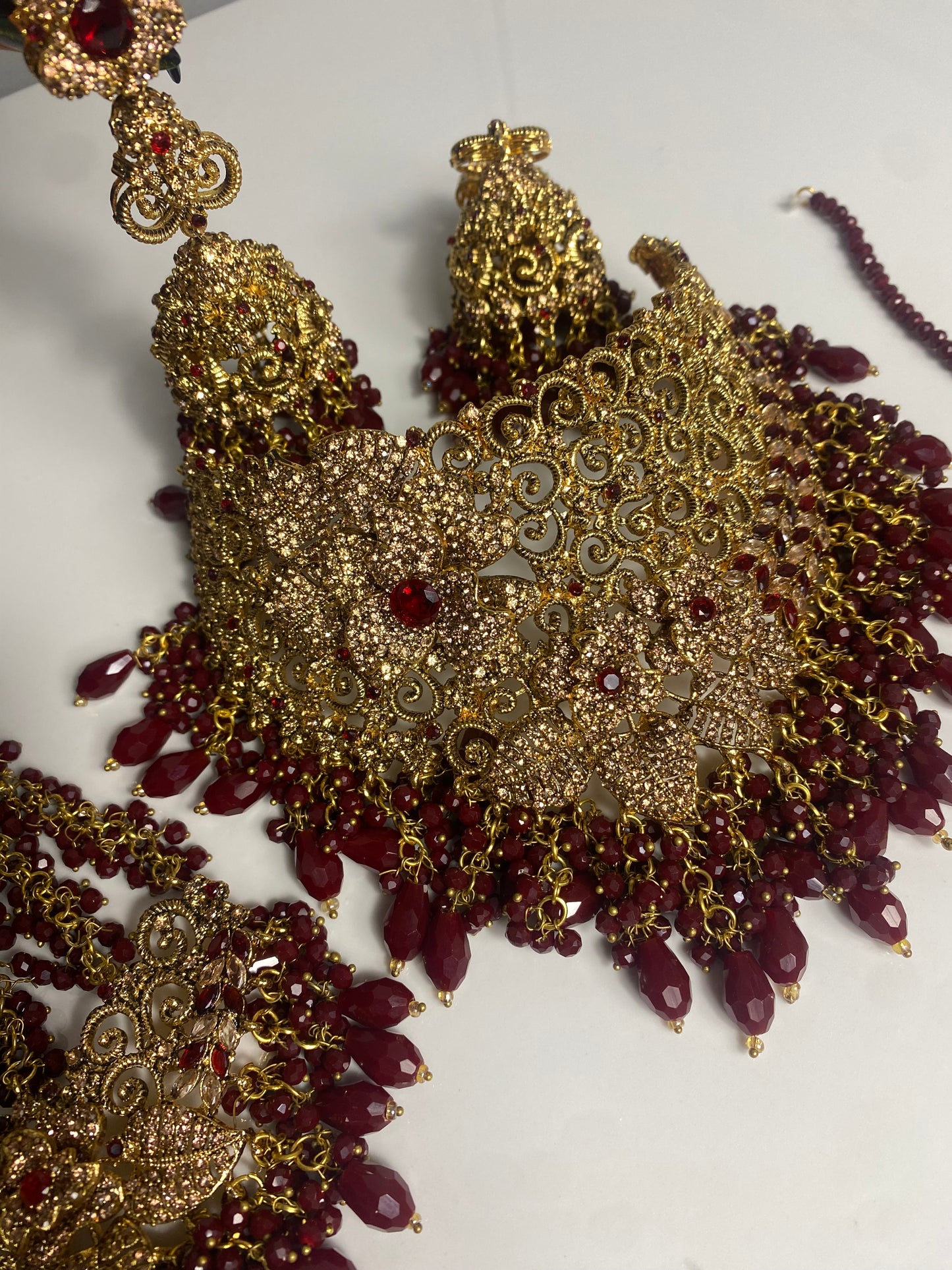 Red Rose Bridal Necklace Set