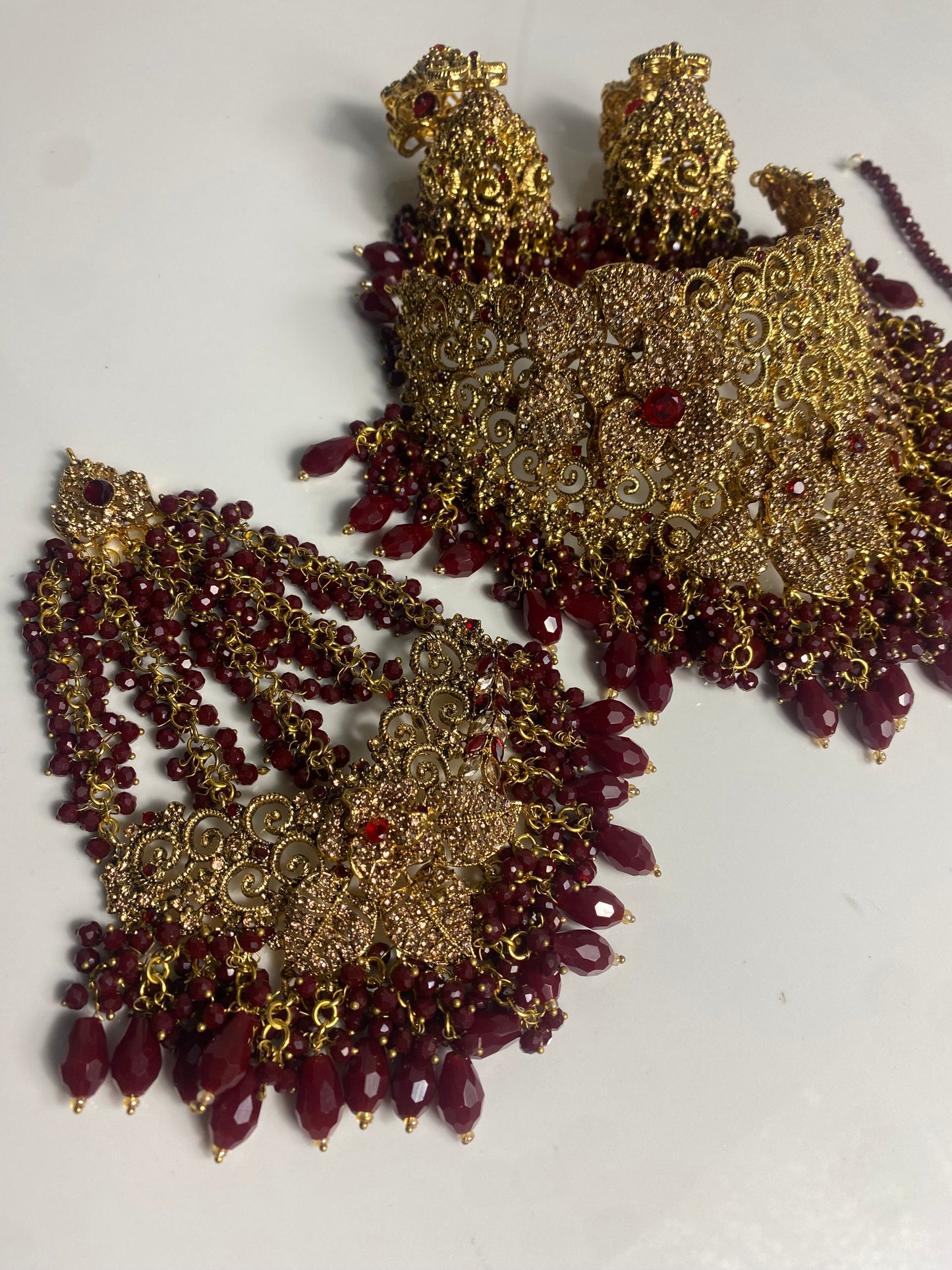 Red Rose Bridal Necklace Set