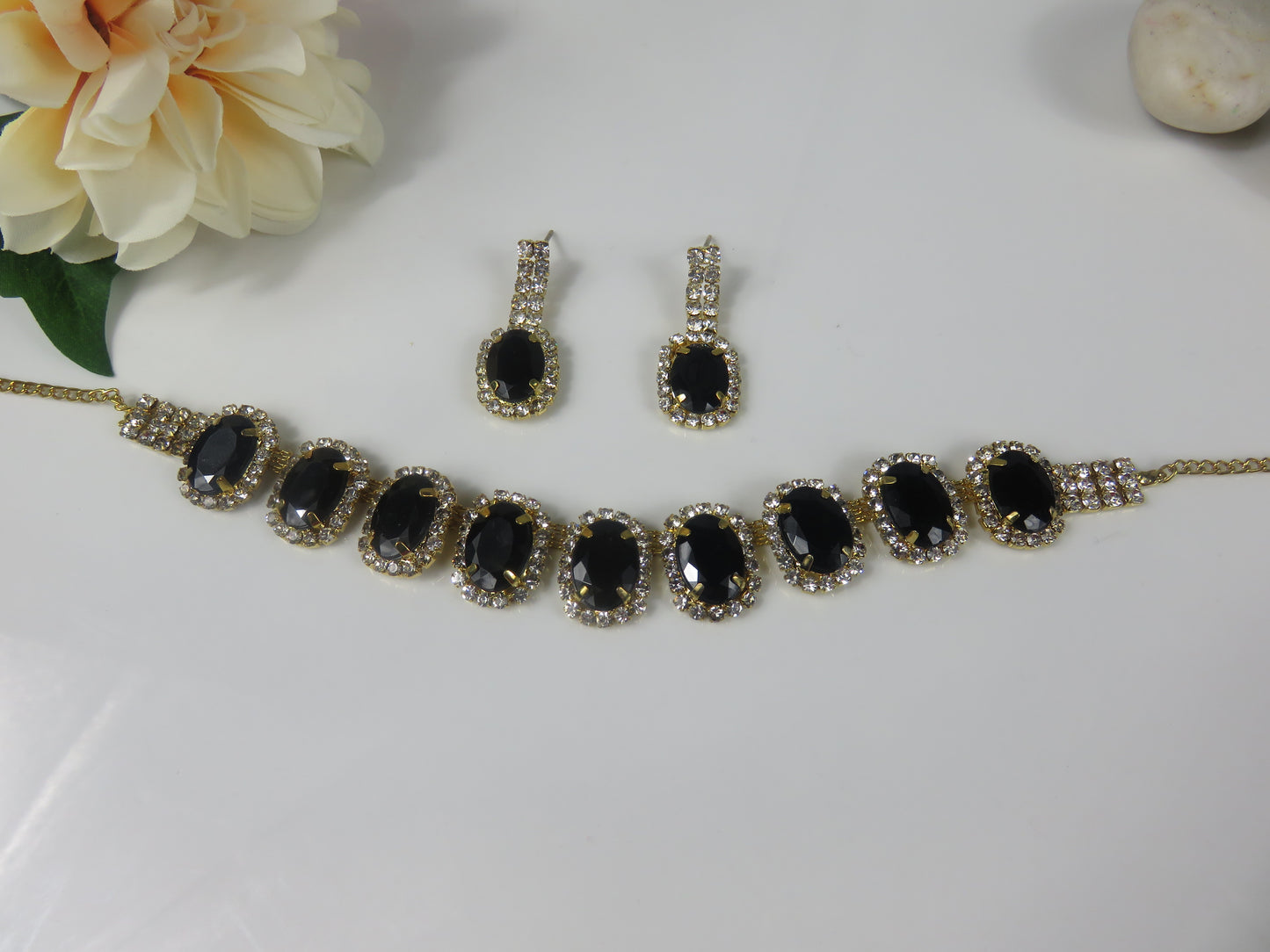 Black Choker and Earrings Set