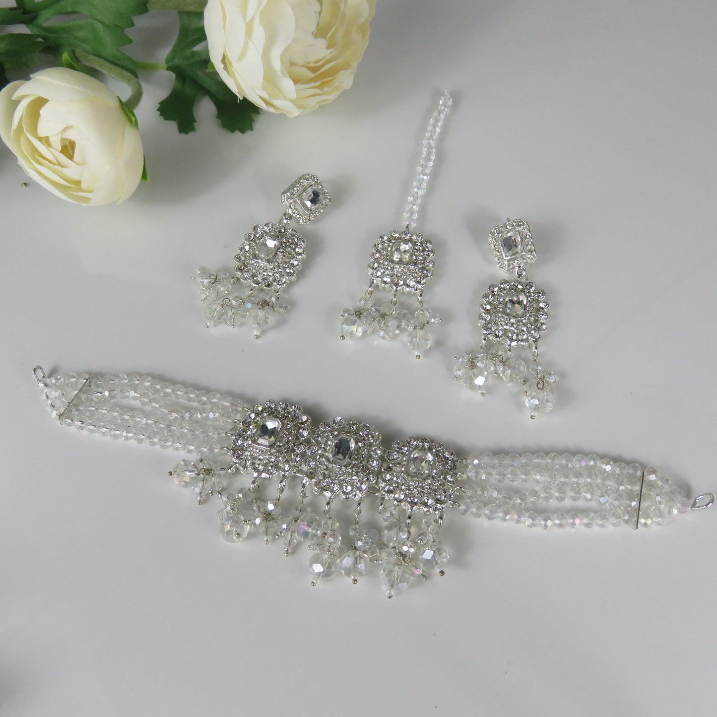 Silver Square Choker Necklace
