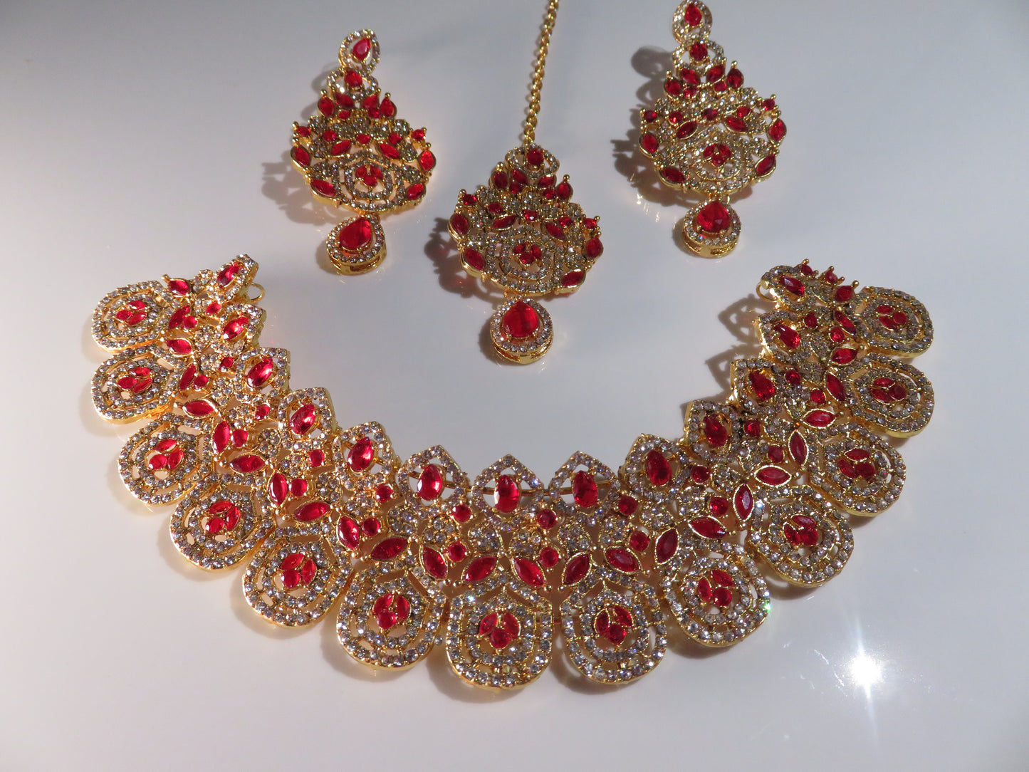 Glass Stone and Gold Necklace - Colours Available