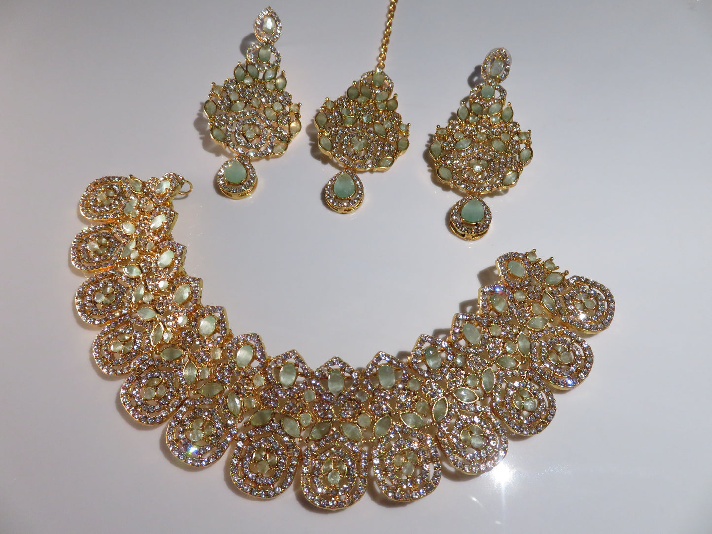 Glass Stone and Gold Necklace - Colours Available