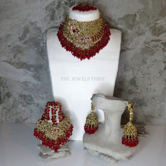 Red Rose Bridal Necklace Set