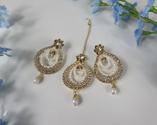 Pearl and gold Tikka Earring