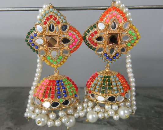Chunky Multi Jhumka Earrings